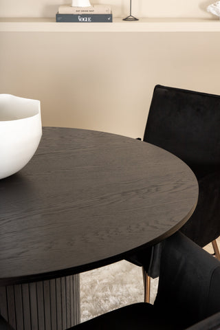 Venture Home Bianca Runt Matbord - Svart / Svart Faner+Petra Stol - Distressed Copper / Black Velvet_4
