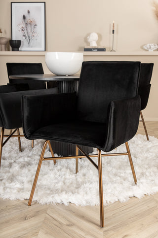 Venture Home Bianca Runt Matbord - Svart / Svart Faner+Petra Stol - Distressed Copper / Black Velvet_4