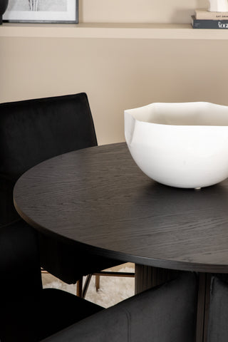 Venture Home Bianca Runt Matbord - Svart / Svart Faner+Petra Stol - Distressed Copper / Black Velvet_4