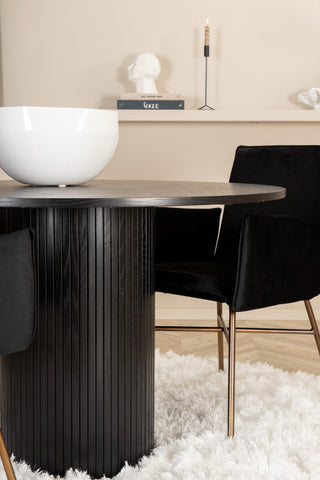 Venture Home Bianca Runt Matbord - Svart / Svart Faner+Petra Stol - Distressed Copper / Black Velvet_4