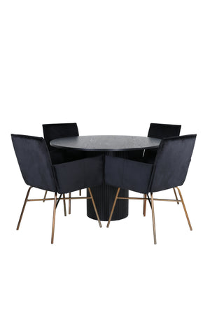 Venture Home Bianca Runt Matbord - Svart / Svart Faner+Petra Stol - Distressed Copper / Black Velvet_4