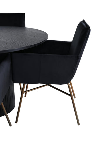 Venture Home Bianca Runt Matbord - Svart / Svart Faner+Petra Stol - Distressed Copper / Black Velvet_4