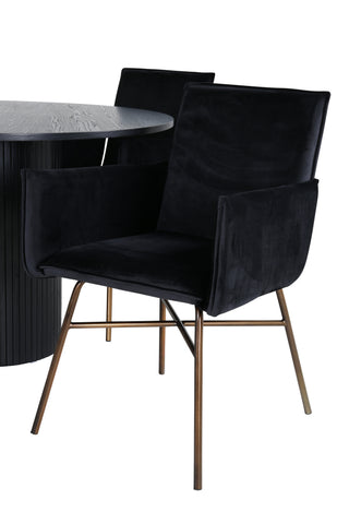 Venture Home Bianca Runt Matbord - Svart / Svart Faner+Petra Stol - Distressed Copper / Black Velvet_4