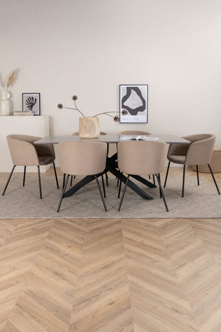 Venture Home Piazza Matbord - Svart / Grå Faner+Berit Stol - Svart / Beige Tyg (Polyesterlinne)_6