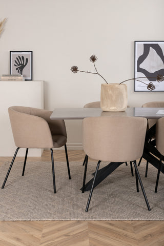Venture Home Piazza Matbord - Svart / Grå Faner+Berit Stol - Svart / Beige Tyg (Polyesterlinne)_6