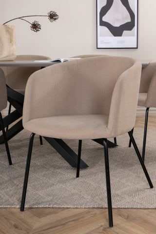 Venture Home Piazza Matbord - Svart / Grå Faner+Berit Stol - Svart / Beige Tyg (Polyesterlinne)_6
