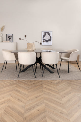 Venture Home Piazza Matbord - Svart / Grå Faner+Berit Stol - Svart / Beige Sammet_6