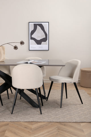 Venture Home Piazza Matbord - Svart / Grå Faner+ Matsalsstol i sammet Manchester - Beige / Svart_6