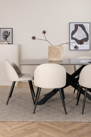 Venture Home Piazza Matbord - Svart / Grå Faner+ Matsalsstol i sammet Manchester - Beige / Svart_6
