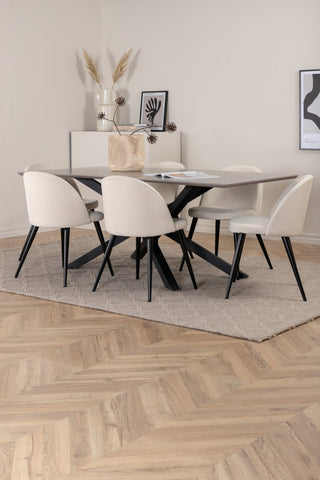 Venture Home Piazza Matbord - Svart / Grå Faner+ Matsalsstol i sammet Manchester - Beige / Svart_6