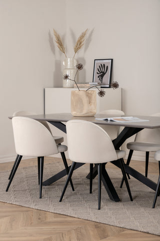 Venture Home Piazza Matbord - Svart / Grå Faner+ Matsalsstol i sammet Manchester - Beige / Svart_6