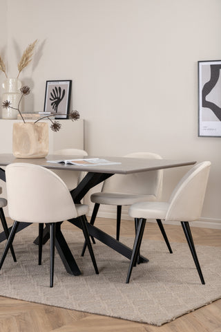 Venture Home Piazza Matbord - Svart / Grå Faner+ Matsalsstol i sammet Manchester - Beige / Svart_6