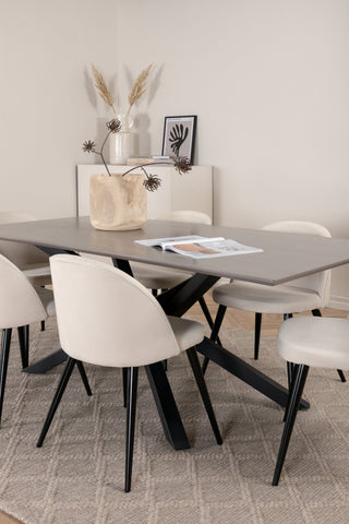 Venture Home Piazza Matbord - Svart / Grå Faner+ Matsalsstol i sammet Manchester - Beige / Svart_6