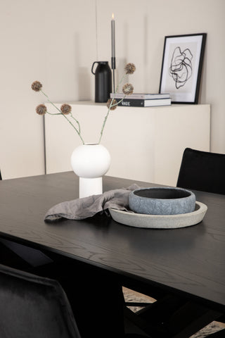 Venture Home Piazza Matbord - Svart / Svart Faner+Petra Stol - Svart / Svart Sammet_6