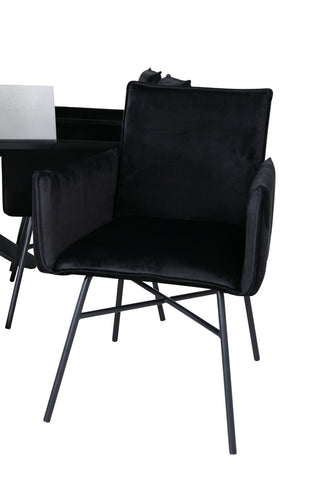 Venture Home Piazza Matbord - Svart / Svart Faner+Petra Stol - Svart / Svart Sammet_6