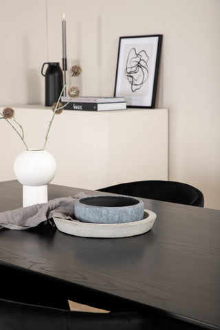 Venture Home Piazza Matbord - Svart / Svart Faner+Berit Stol - Svart / Svart Sammet_6