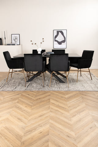 Venture Home Piazza Matbord - Svart / Svart Faner+Petra Stol - Distressed Copper / Black Velvet_6