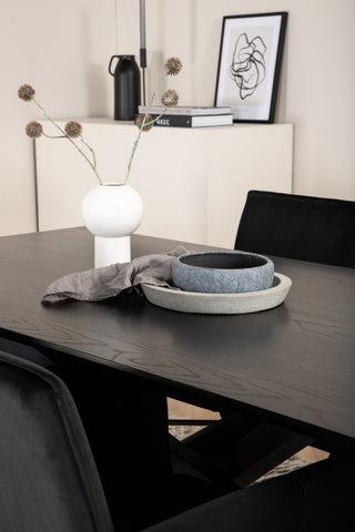 Venture Home Piazza Matbord - Svart / Svart Faner+Petra Stol - Distressed Copper / Black Velvet_6