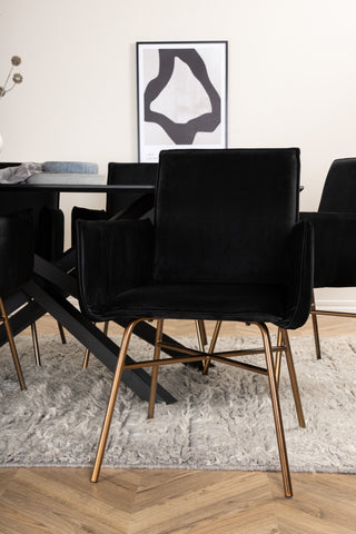 Venture Home Piazza Matbord - Svart / Svart Faner+Petra Stol - Distressed Copper / Black Velvet_6