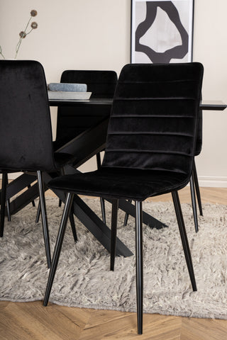 Venture Home Piazza Matbord - Svart / Svart Faner+Windu Lyx Stol - Svart / Svart Sammet_6