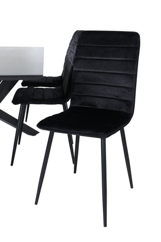 Venture Home Piazza Matbord - Svart / Svart Faner+Windu Lyx Stol - Svart / Svart Sammet_6