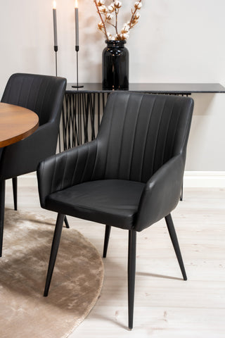 Venture Home Köpenhamn - Matbord runt - Brun / Svart +Comfort - Matstol 2-pack - svart/svart _6