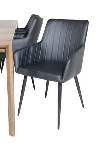 Venture Home Slider Förlängningsbord - Rökt Ek 170+40+40cm +Comfort - Matstol 2-pack - svart/svart _6