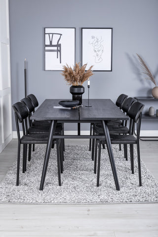 Venture Home Elegant förlängningsbord Svart Borstad - 190*95 +Polly Matstol 2-pack - Svart / Svart _6