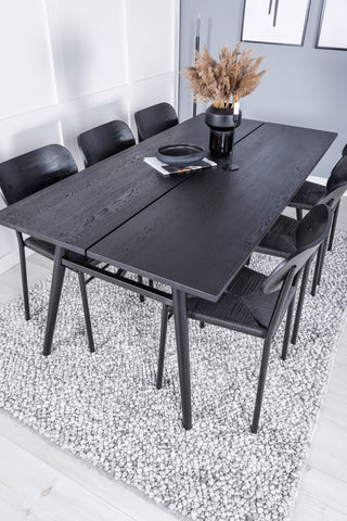 Venture Home Elegant förlängningsbord Svart Borstad - 190*95 +Polly Matstol 2-pack - Svart / Svart _6