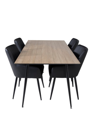 Venture Home Silar Matbord - 180 cm - "Wood Look" Melamin / Svarta Ben + Comfort - Matstol 2-pack - svart/svart _4