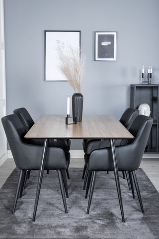 Venture Home Silar Matbord - 180 cm - "Wood Look" Melamin / Svarta Ben + Comfort - Matstol 2-pack - svart/svart _4