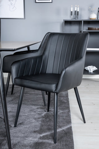 Venture Home Silar Matbord - 180 cm - "Wood Look" Melamin / Svarta Ben + Comfort - Matstol 2-pack - svart/svart _4