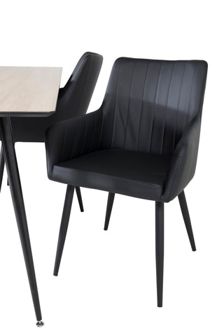 Venture Home Silar Matbord - 180 cm - "Wood Look" Melamin / Svarta Ben + Comfort - Matstol 2-pack - svart/svart _4