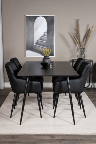 Venture Home Silar Matbord - 180 cm - Svart Melamin / Svarta Ben +Comfort - Matstol 2-pack - svart/Svart _4