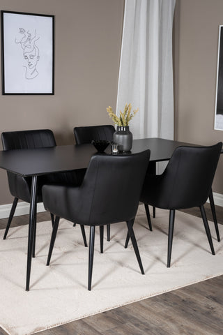 Venture Home Silar Matbord - 180 cm - Svart Melamin / Svarta Ben +Comfort - Matstol 2-pack - svart/Svart _4