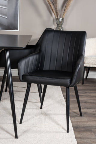 Venture Home Silar Matbord - 180 cm - Svart Melamin / Svarta Ben +Comfort - Matstol 2-pack - svart/Svart _4
