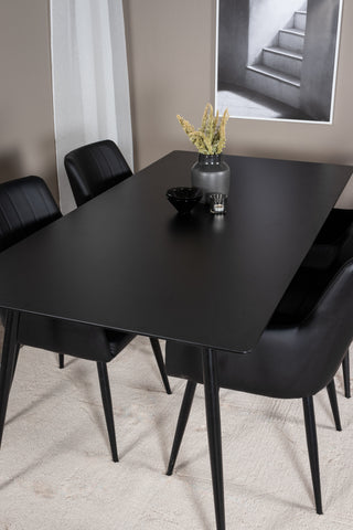 Venture Home Silar Matbord - 180 cm - Svart Melamin / Svarta Ben +Comfort - Matstol 2-pack - svart/Svart _4