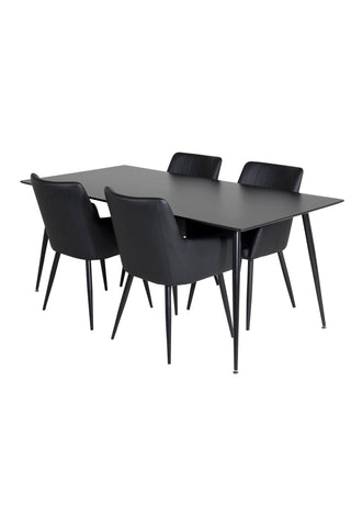 Venture Home Silar Matbord - 180 cm - Svart Melamin / Svarta Ben +Comfort - Matstol 2-pack - svart/Svart _4