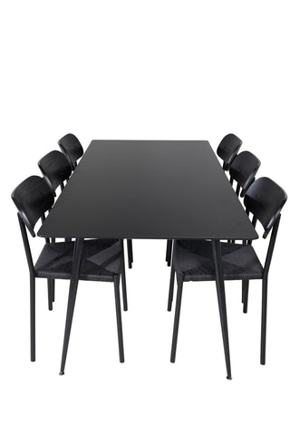 Venture Home Silar Matbord - 180 cm - Svart Melamin / Svarta Ben +Polly Matstol 2-pack - Svart / Svart _6