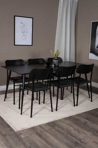 Venture Home Silar Matbord - 180 cm - Svart Melamin / Svarta Ben +Polly Matstol 2-pack - Svart / Svart _6