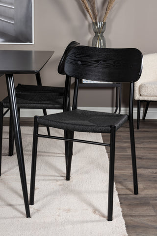 Venture Home Silar Matbord - 180 cm - Svart Melamin / Svarta Ben +Polly Matstol 2-pack - Svart / Svart _6