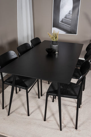 Venture Home Silar Matbord - 180 cm - Svart Melamin / Svarta Ben +Polly Matstol 2-pack - Svart / Svart _6