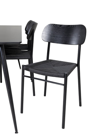 Venture Home Silar Matbord - 180 cm - Svart Melamin / Svarta Ben +Polly Matstol 2-pack - Svart / Svart _6