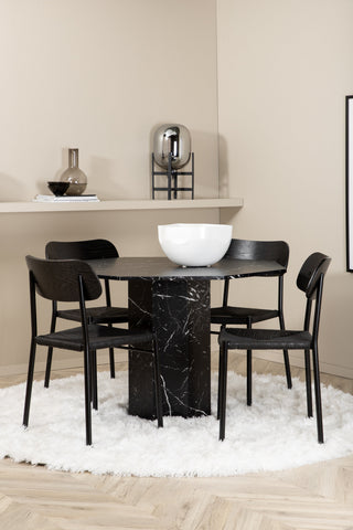 Venture Home Marbs Runt Matbord - Svart / Svart +Polly Matstol 2-pack - Svart / Svart _4