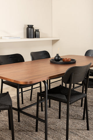 Venture Home Uno Matbord - Svart / Valnötsfaner +Polly Matstol 2-pack - Svart / Svart _6