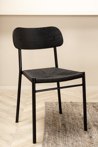 Venture Home Uno Matbord - Svart / Valnötsfaner +Polly Matstol 2-pack - Svart / Svart _6