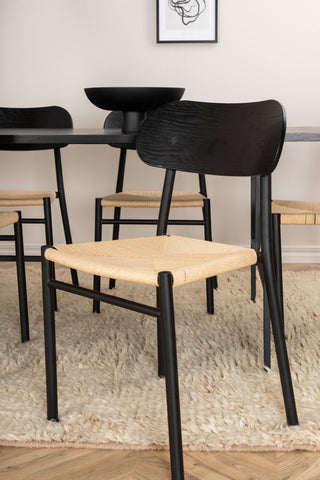 Venture Home Uno Matbord - Svart / Svart faner +Polly Steel Matstol 2-pack, K/D, Svart bakljussits _6