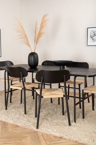 Venture Home Uno Matbord - Svart / Svart faner +Polly Steel Matstol 2-pack, K/D, Svart bakljussits _6