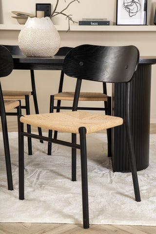 Venture Home Bianca Ovalt Matbord - Svart / Svart faner +Polly Steel Matstol 2-pack, K/D, Svart bakljussits _4