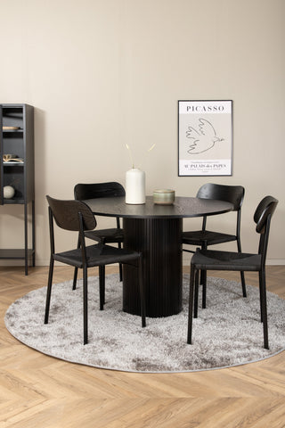 Venture Home Bianca Runt Matbord - Svart / Svart faner +Polly Matstol 2-pack - Svart / Svart _4